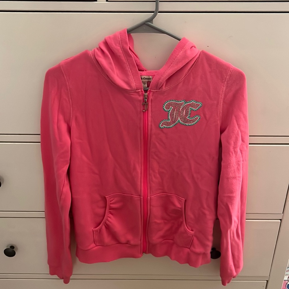 Girls size 16, Juicy Couture pink zip ip hoodie.
